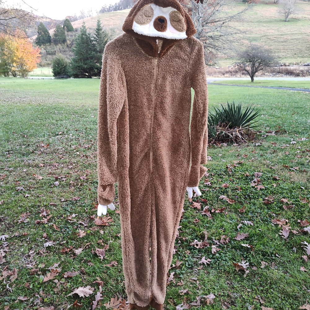 Fuzzy Sloth Onesie Jumpsuit/ Costume/ Pajamas